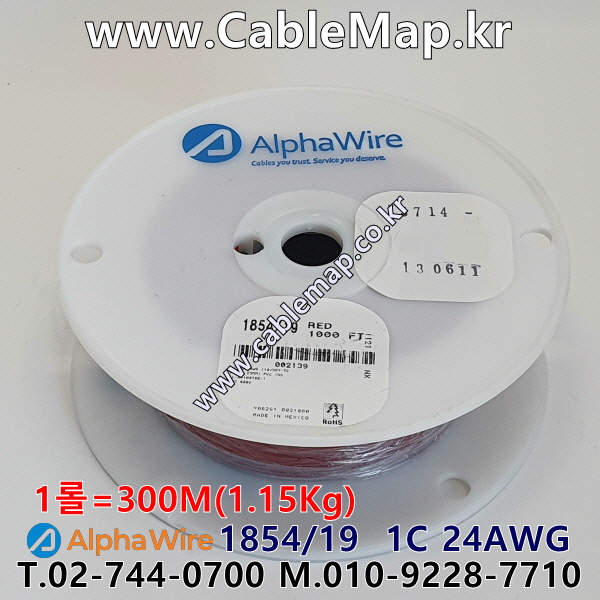 AlphaWire 1854/19 Red (300미터) 알파와이어