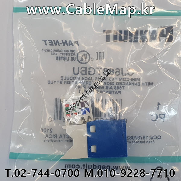 PANDUIT CJT688TGBU, 카테고리 6 RJ45 UTP 28 AWG Mini-Com™ 잭, 청색.